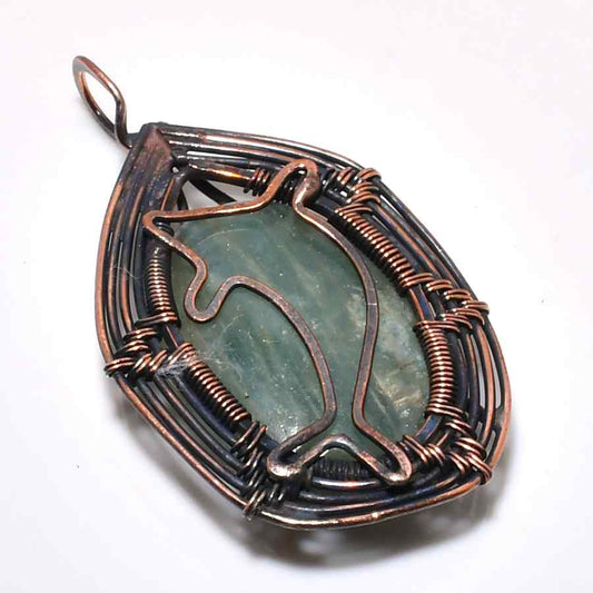 Dolphin’s Serenade – Aquamarine & Vintage Copper Pendant