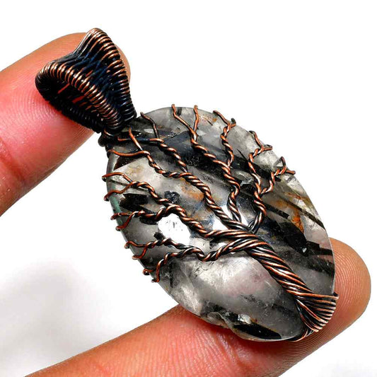 Ezra’s Tree of Life – Quartz & Copper Pendant