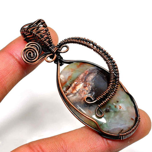 Terra’s Harmony – Oxidized Copper & Natural Stone Pendant
