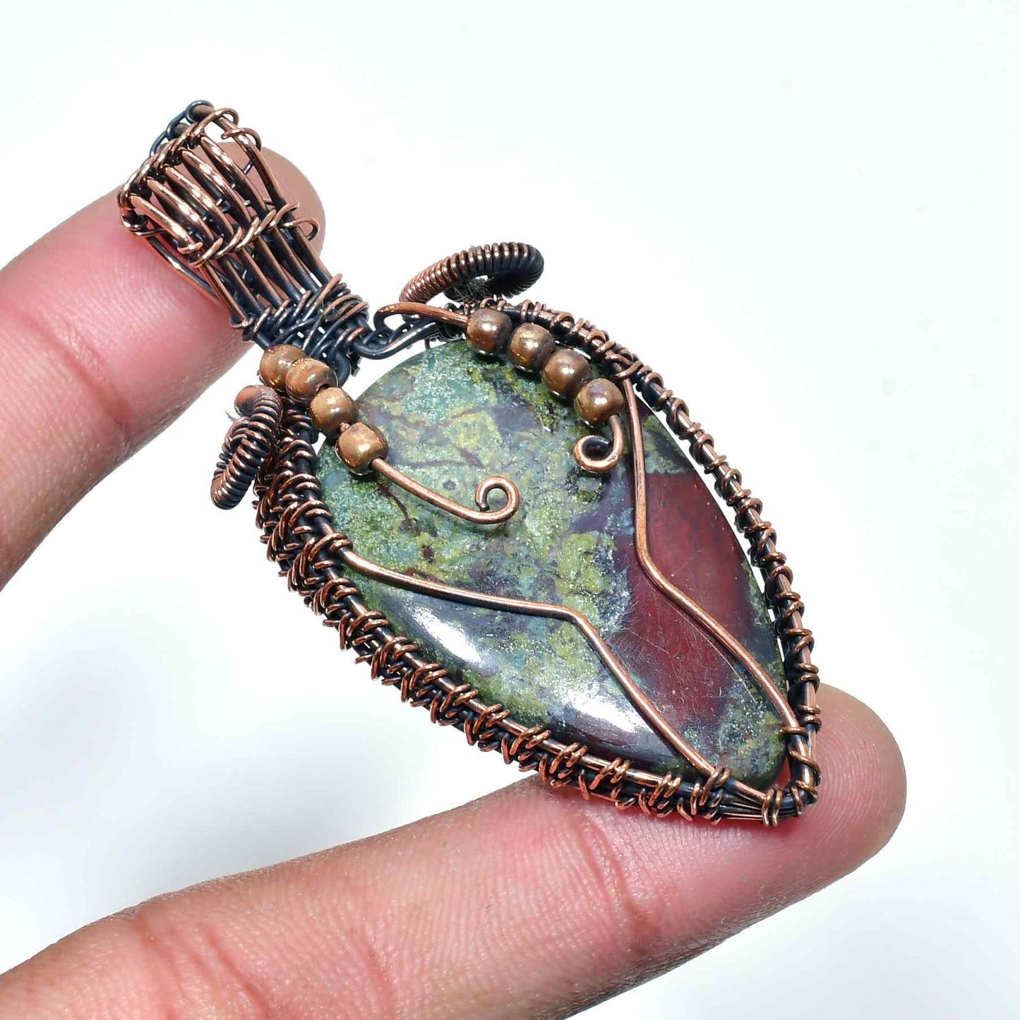 Gaia’s Harmony – Multicolored Jasper Copper Pendant