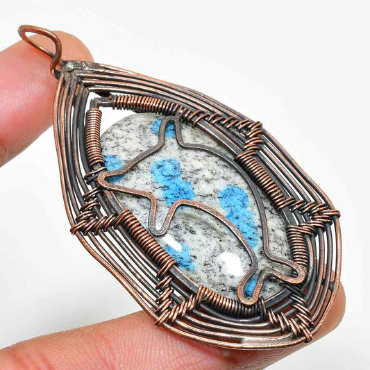 Azure Muse – Blue Apatite Copper Pendant