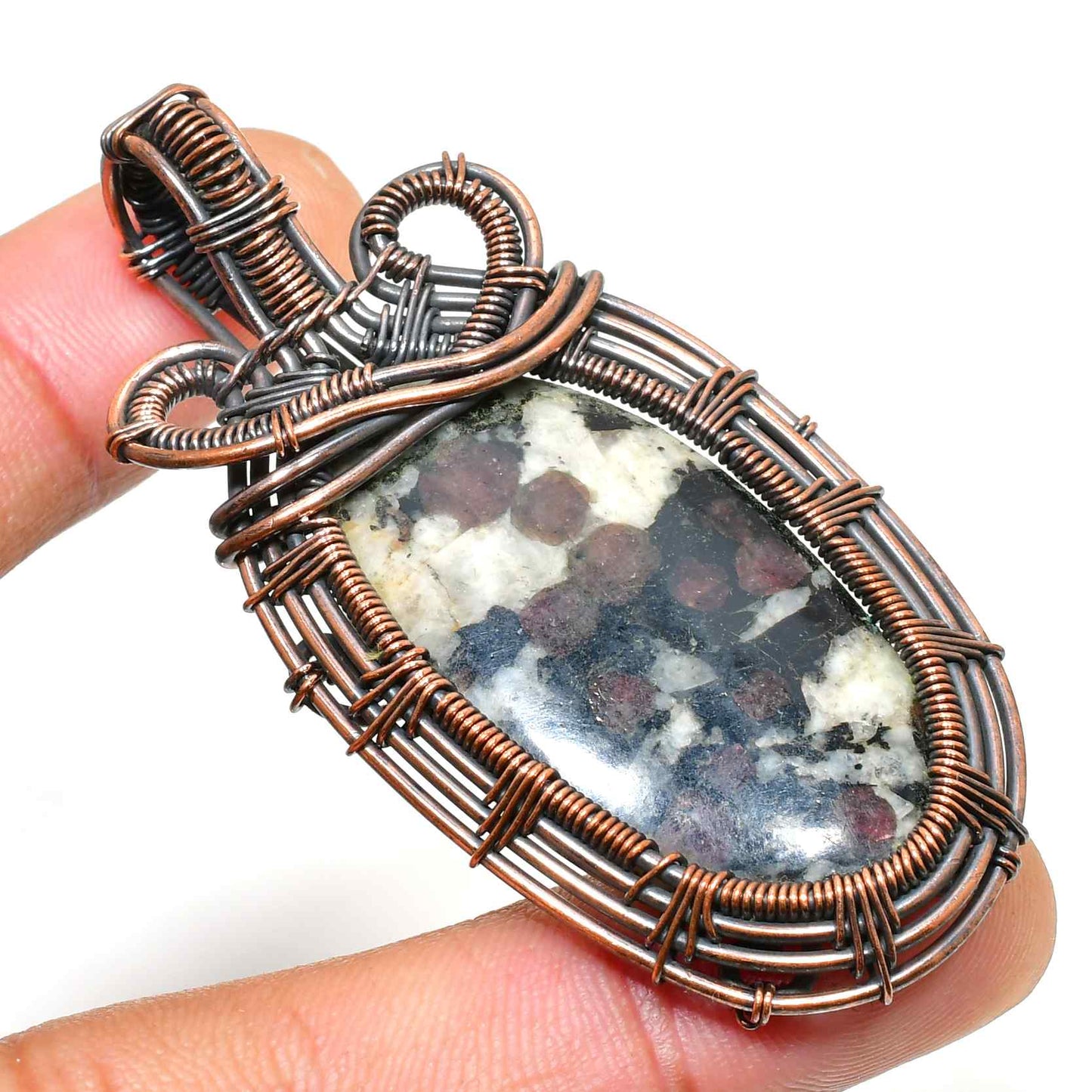 Gaia’s Embrace – Oxidized Copper Gemstone Pendant