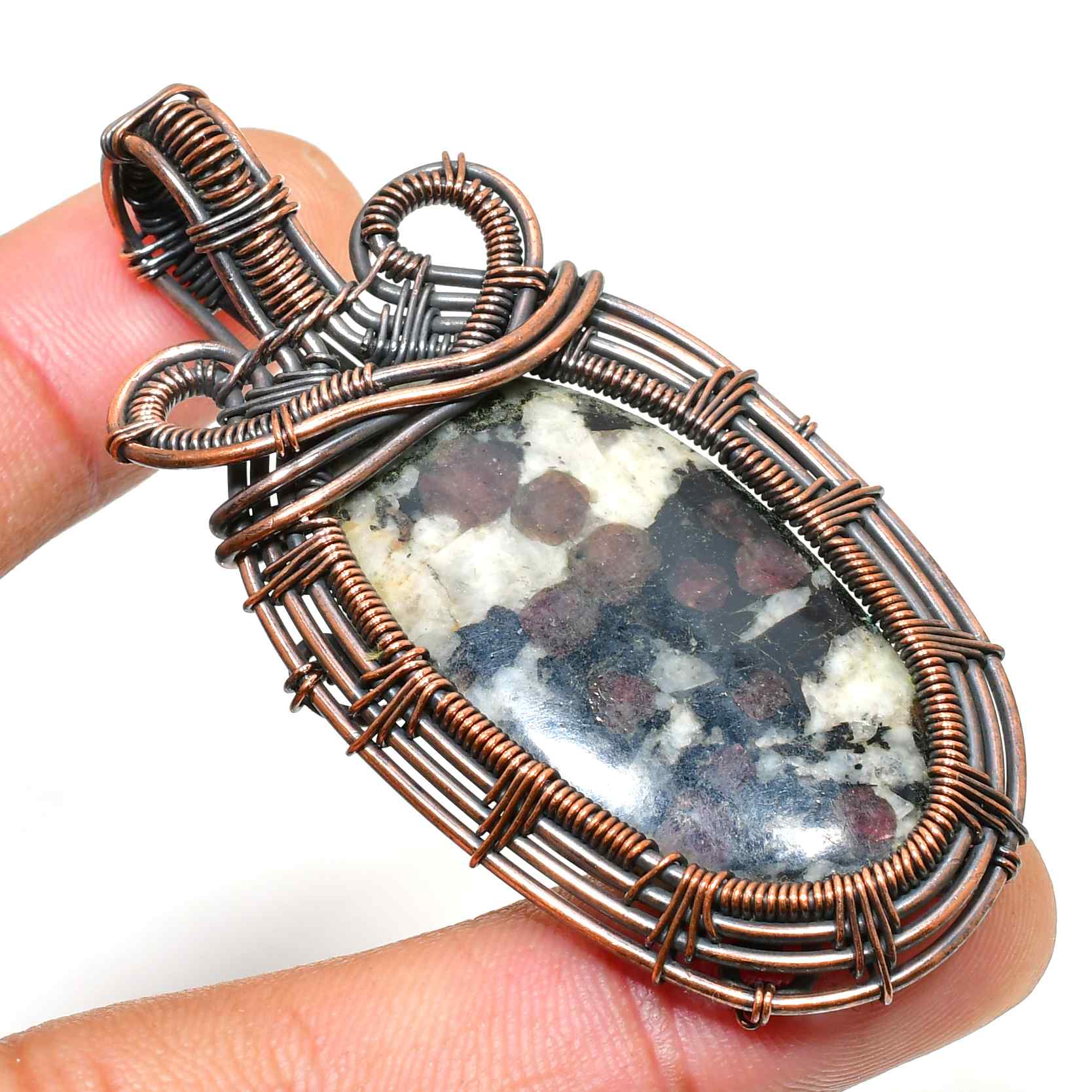 Gaia’s Embrace – Oxidized Copper Gemstone Pendant