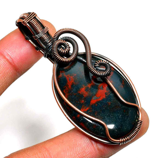 Gaia’s Aegis – Bloodstone Copper Pendant