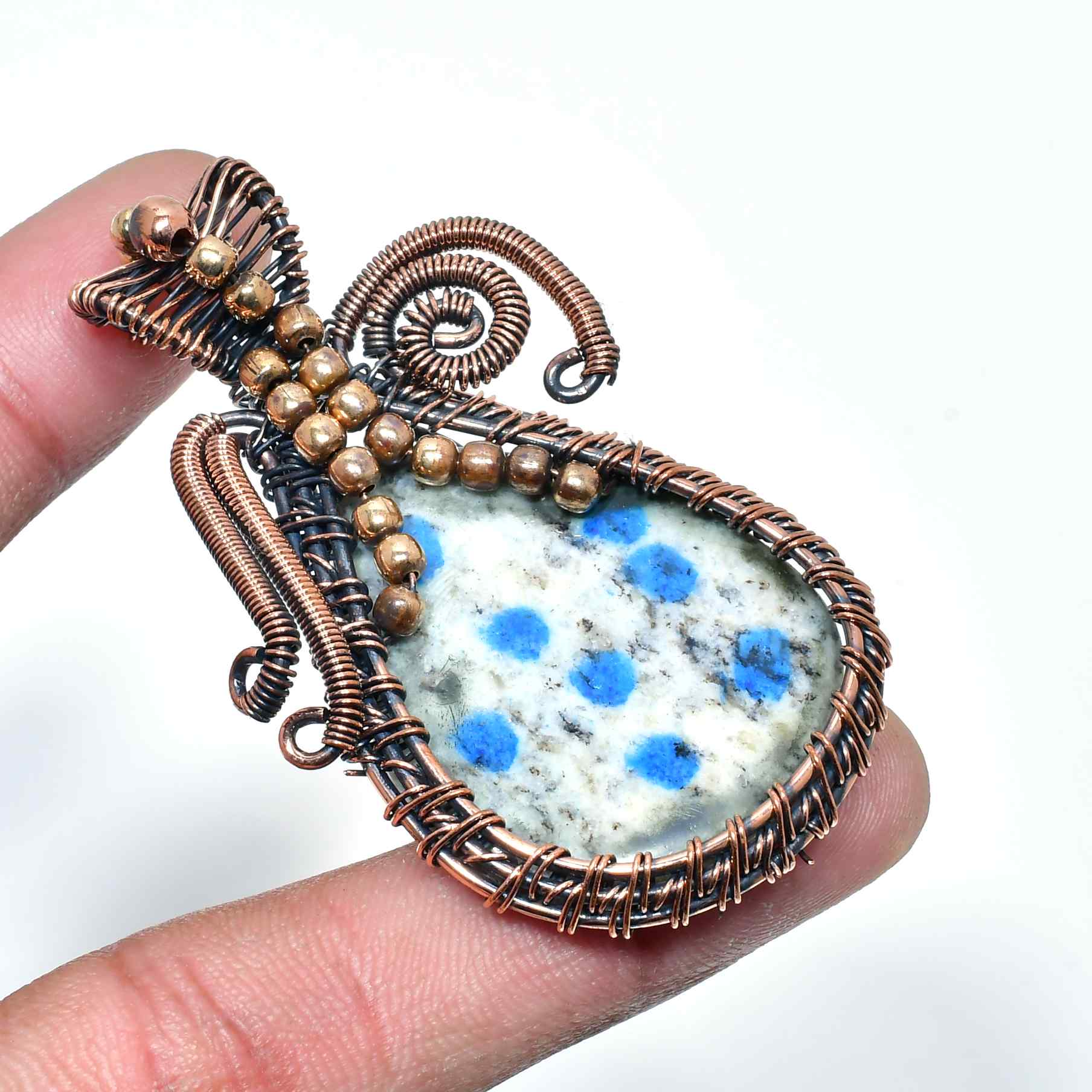 Gaia’s Muse – Copper-Wrapped Natural Stone Pendant