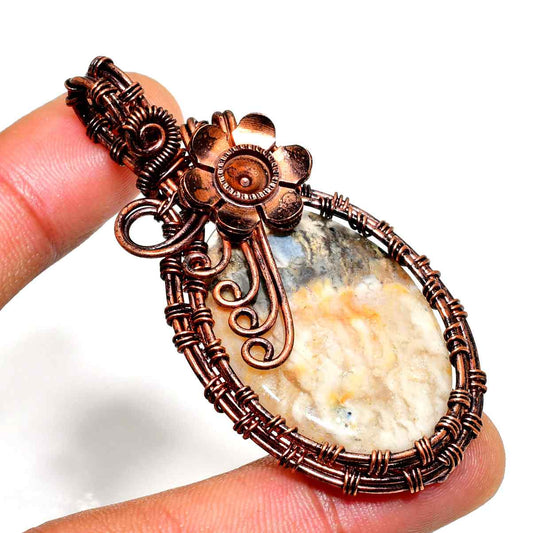 Gaia’s Embrace – Natural Stone & Copper Pendant