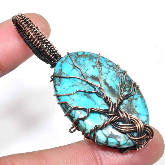 Gaia’s Embrace – Turquoise Tree of Life Pendant