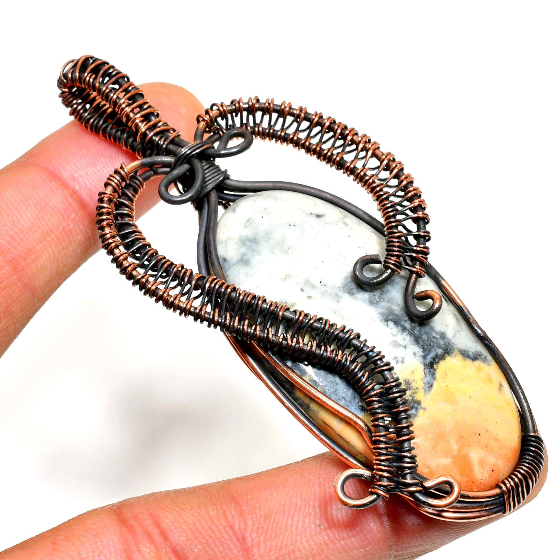 Terra’s Whisper – Copper-Wrapped Natural Stone Pendant