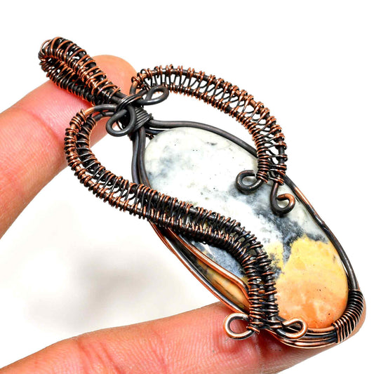 Terra’s Whisper – Copper-Wrapped Natural Stone Pendant