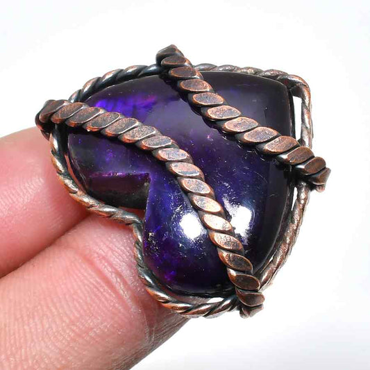 Ezra’s Veil – Oxidized Copper Amethyst Pendant
