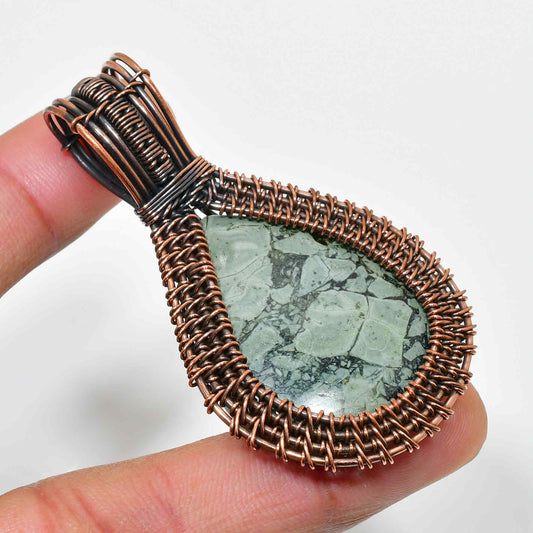 Earth’s Embrace – Oxidized Copper Gemstone Pendant