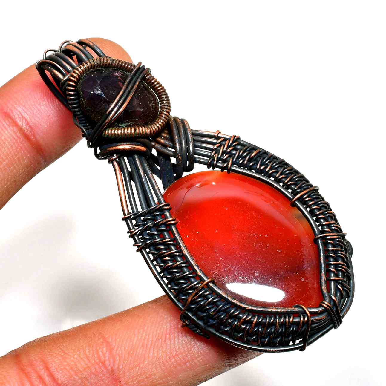 Crimson Harmony – Carnelian Copper Pendant