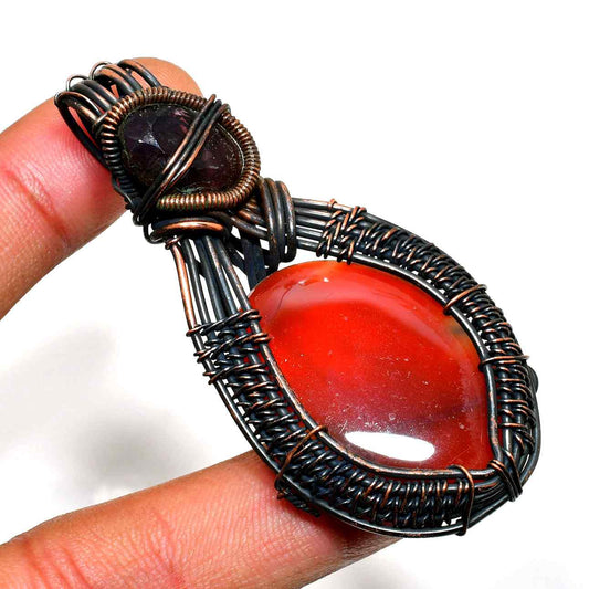 Crimson Harmony – Carnelian Copper Pendant