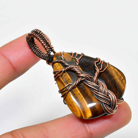 Courage’s Ember – Tiger’s Eye Copper Pendant