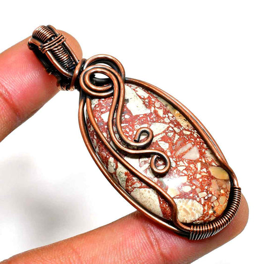 Terra’s Flame – Red Jasper Copper Pendant