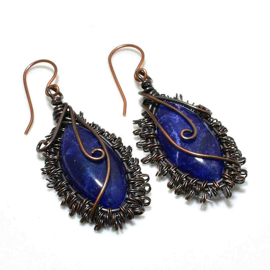 Celestial Depths – Lapis Lazuli Copper Earrings