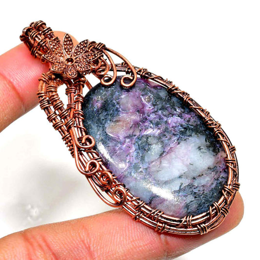 Ezra’s Veil – Mystic Amethyst & Oxidized Copper Pendant