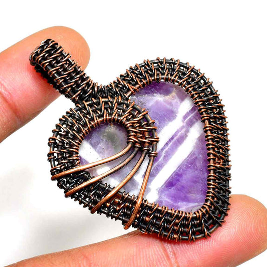 Ezra’s Veil – Mystic Amethyst & Oxidized Copper Pendant
