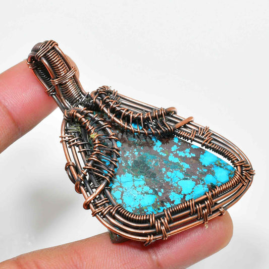 Turquoise Dream – Copper-Wrapped Turquoise Pendant