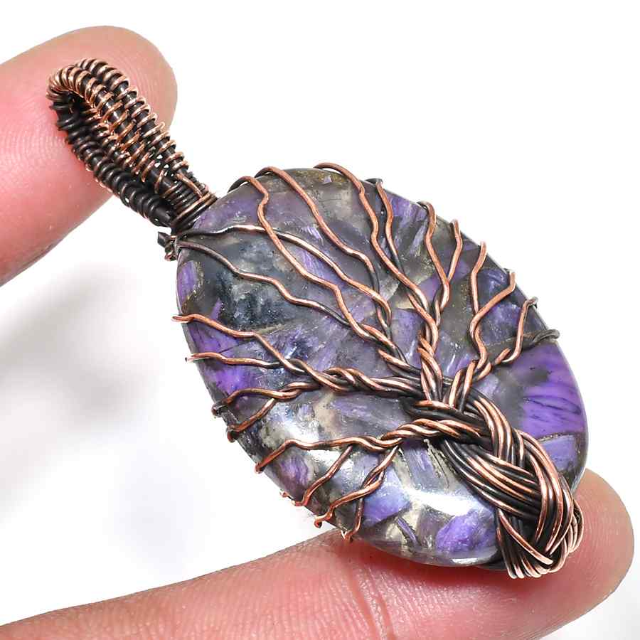 Ezra’s Veil – Hand-Wrapped Amethyst & Copper Pendant