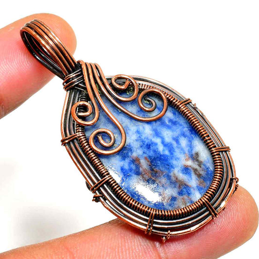Lyra’s Clarity – Sodalite & Copper Pendant