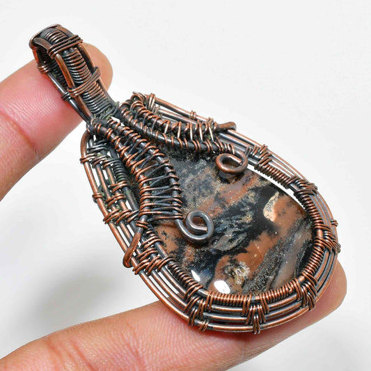 Gaia’s Embrace – Copper-Wrapped Gemstone Pendant
