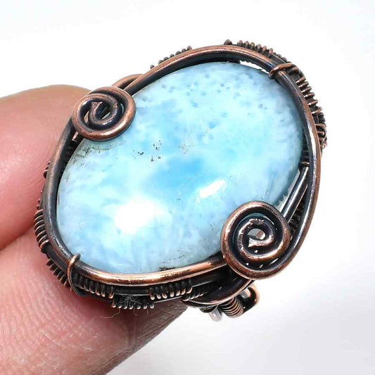 Larimar Dreamstone – Copper Wire Ring