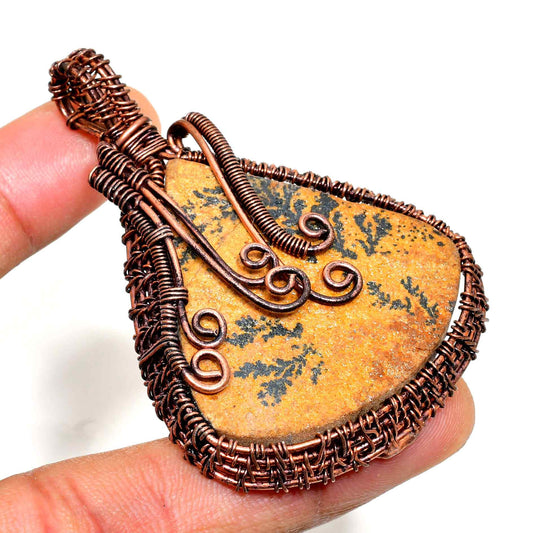 Forest’s Tapestry – Dendritic Agate Copper Pendant