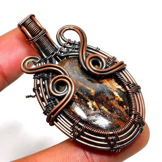 Gaia’s Guard – Obsidian Copper Pendant