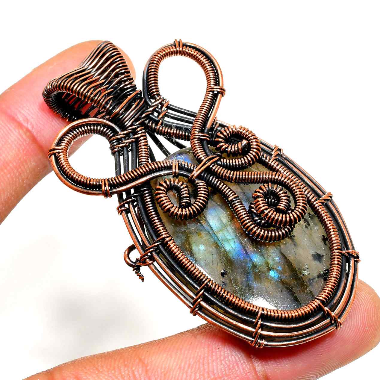 Cosmic Whisper – Labradorite Copper Pendant