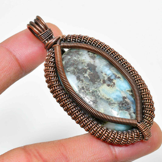 Terra’s Embrace – Copper‐Gemstone Pendant
