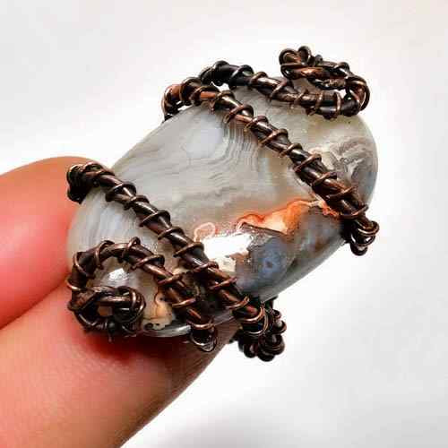 Ezra’s Veil – Agate & Oxidized Copper Pendant