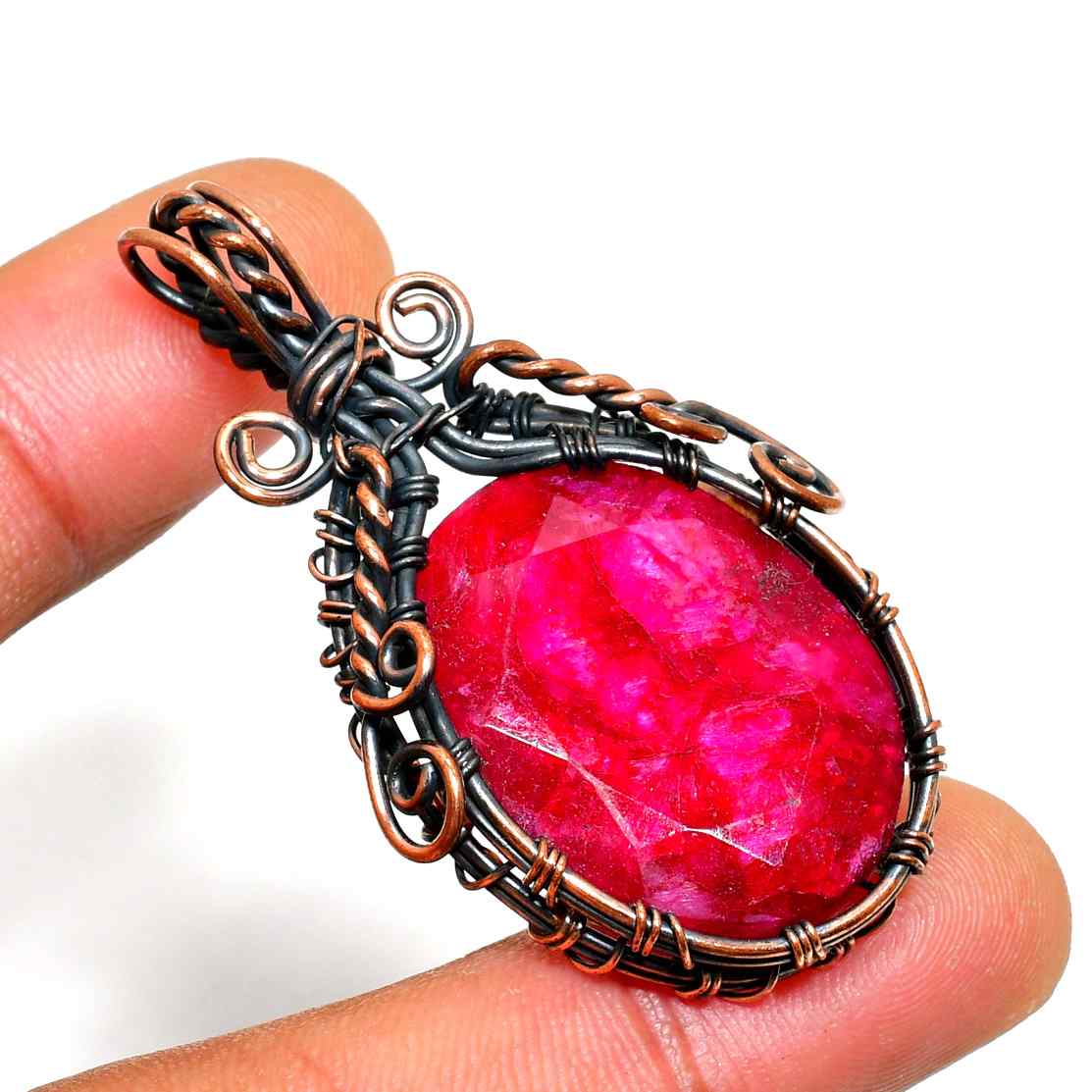 Ember’s Heart – Ruby & Copper Pendant