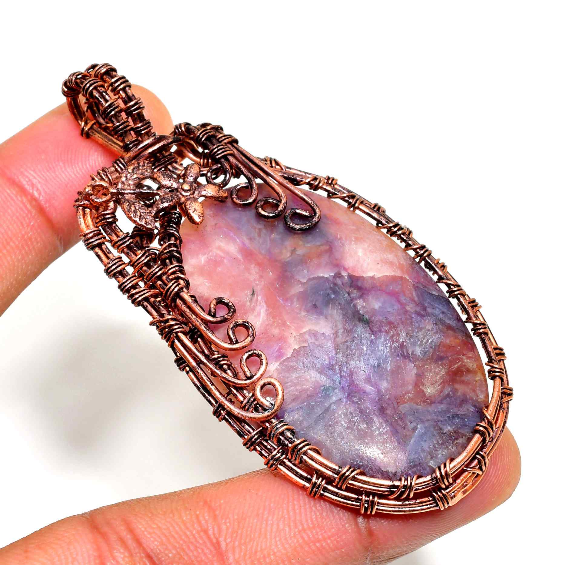 Ezra’s Veil – Amethyst & Oxidized Copper Pendant