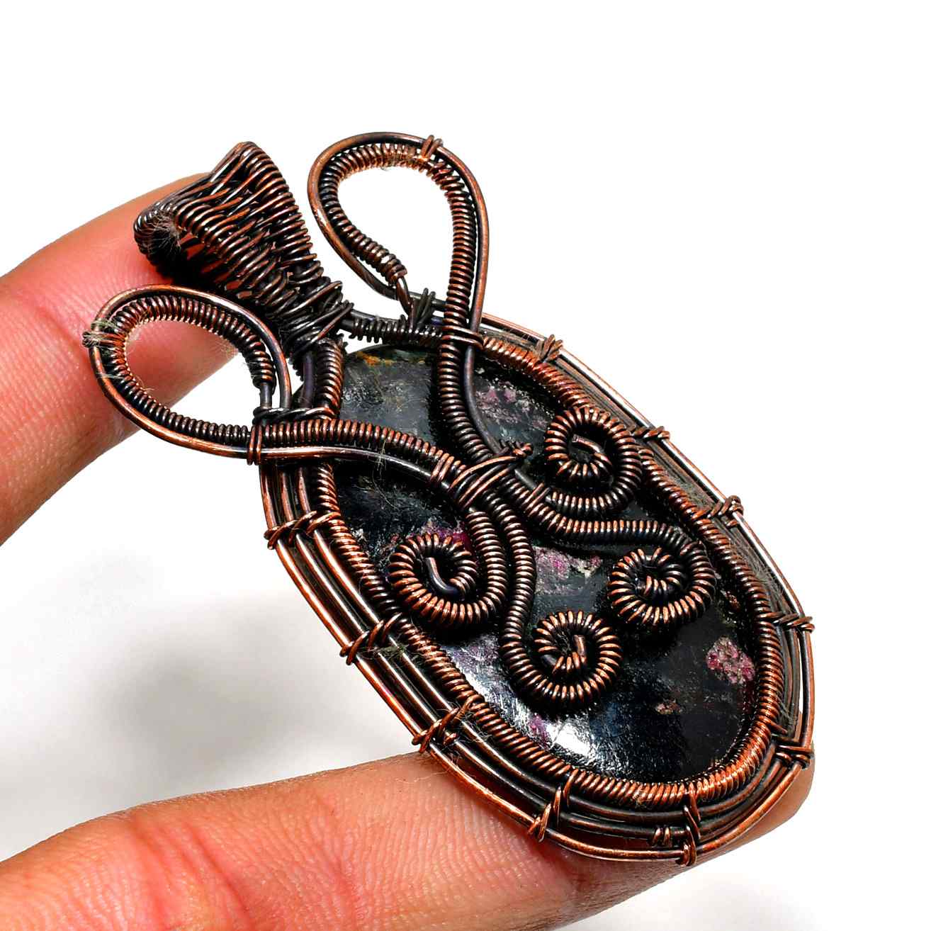 Luna’s Whisper – Moonstone Copper Pendant