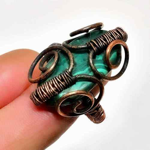 Malachite Oasis – Artisan Oxidized Copper Healing Ring