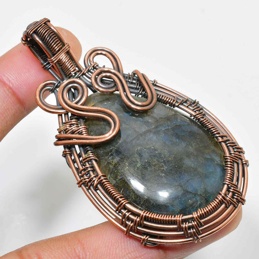 Selene’s Shroud – Oxidized Silver Labradorite Pendant
