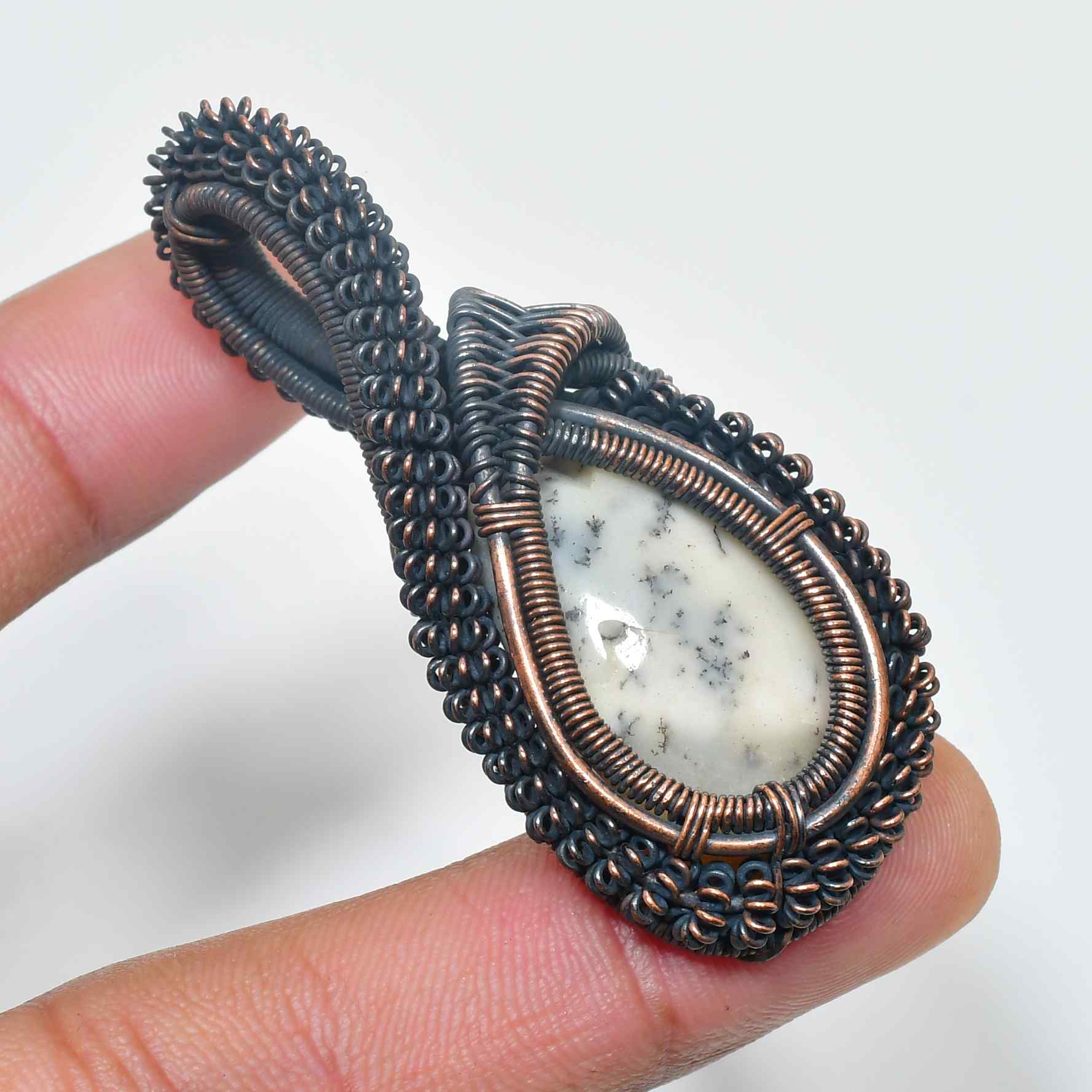 Infinite Harmony – Natural Stone & Oxidized Copper Pendant