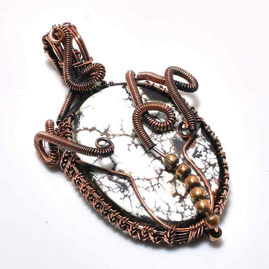 Enchanted Veil – Copper-Wrapped Earthstone Pendant