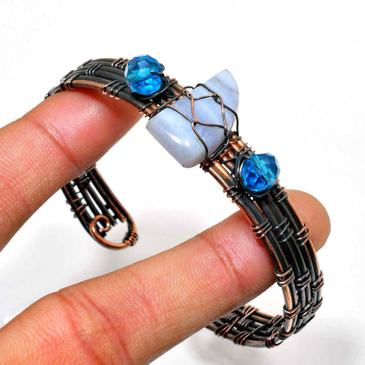 Serenity’s Embrace – Blue Lace Agate & Copper Bracelet