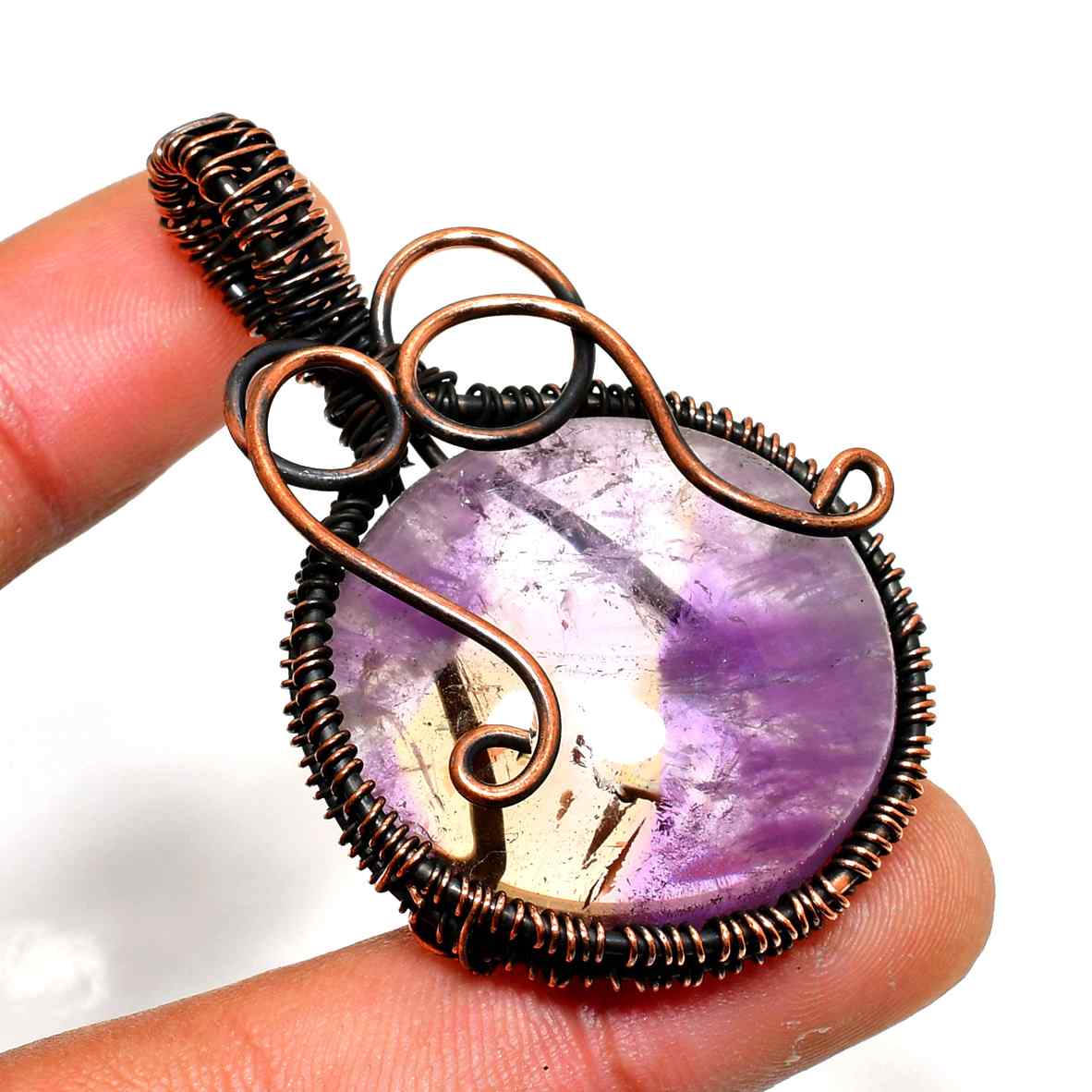Ezra’s Veil – Mystical Amethyst Copper Pendant