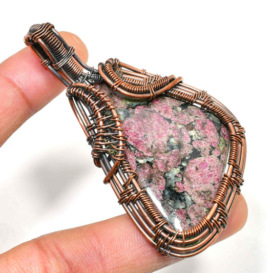Heart’s Harmony – Rhodonite Copper Pendant