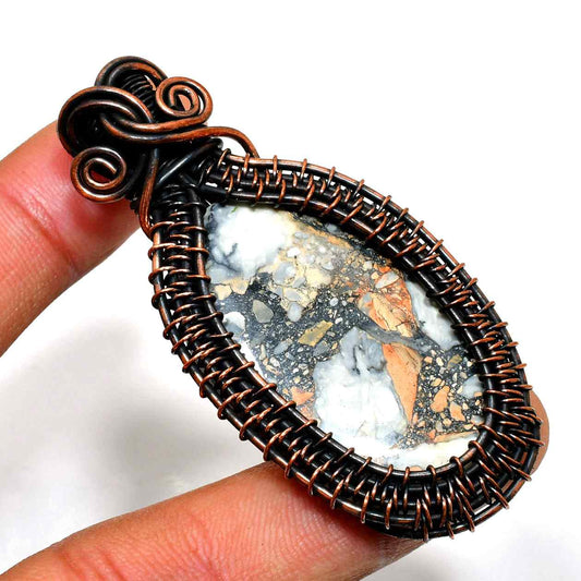 Gaia’s Embrace – Oxidized Copper Stone Pendant