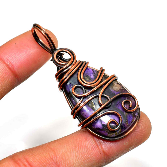 Ezra’s Veil – Oxidized Copper & Amethyst Pendant