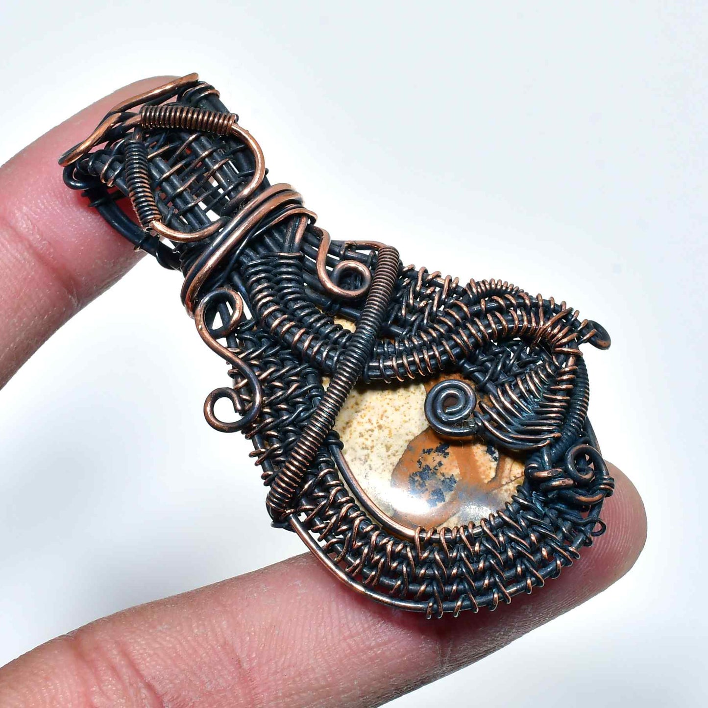 Emberstone Muse – Copper-Wrapped Natural Stone Pendant