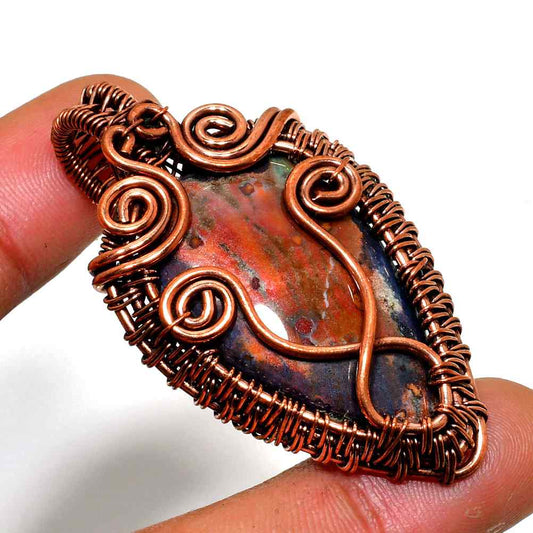Gaia’s Embrace – Copper-Wrapped Jasper Pendant
