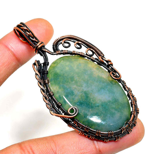 Emerald Serenity – Green Aventurine Copper Pendant