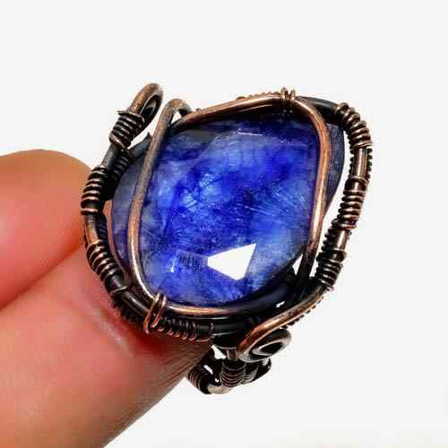 Azure Embrace – Kyanite Brass Ring