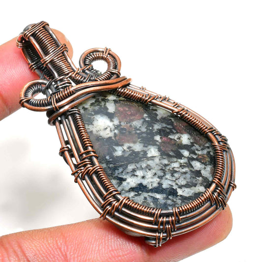 Earthsong – Oxidized Copper Wrapped Stone Pendant
