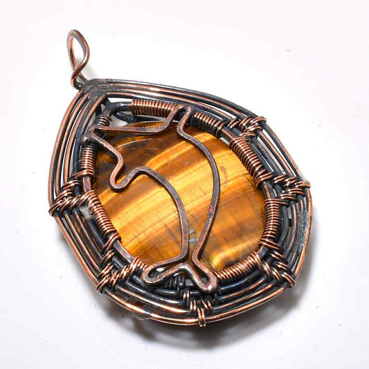 Roar of Courage – Tiger’s Eye Copper Pendant